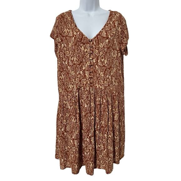 Garnet Hill Floral Knee Length Shift Dress Size M Red Cottage Prairie Pockets - Picture 1 of 8